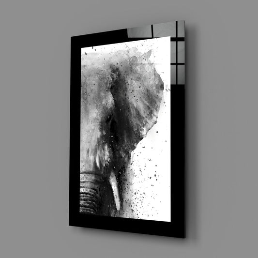 Watercolor Splash Elephant Portrait Glass Wall Art