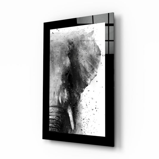 Watercolor Splash Elephant Portrait Glass Wall Art