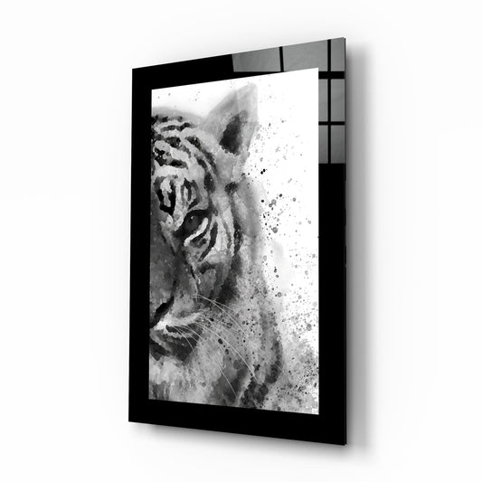 Watercolor Tiger Profile Glass Wall Art