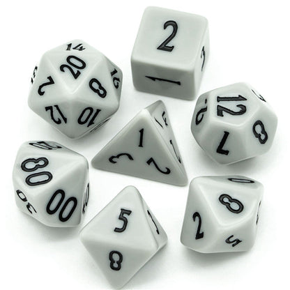 Dark Grey Homage 7-Dice Set w/Black Numbers Minimalist