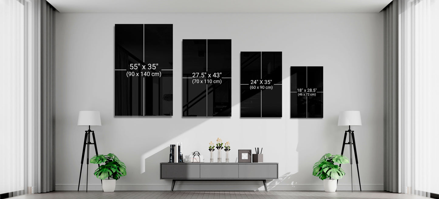 Black White Stick Figure Crown Glass Wall Art