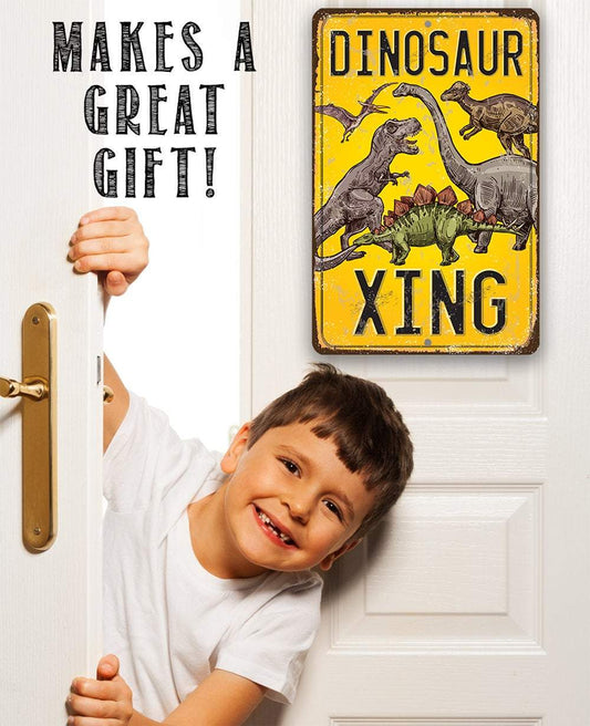 Dinosaur Crossing - Metal Sign