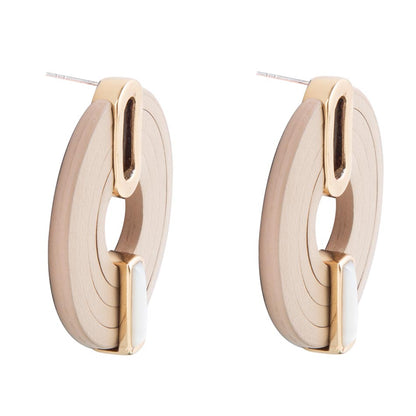 Discus Mother of Pearl Leather Earrings