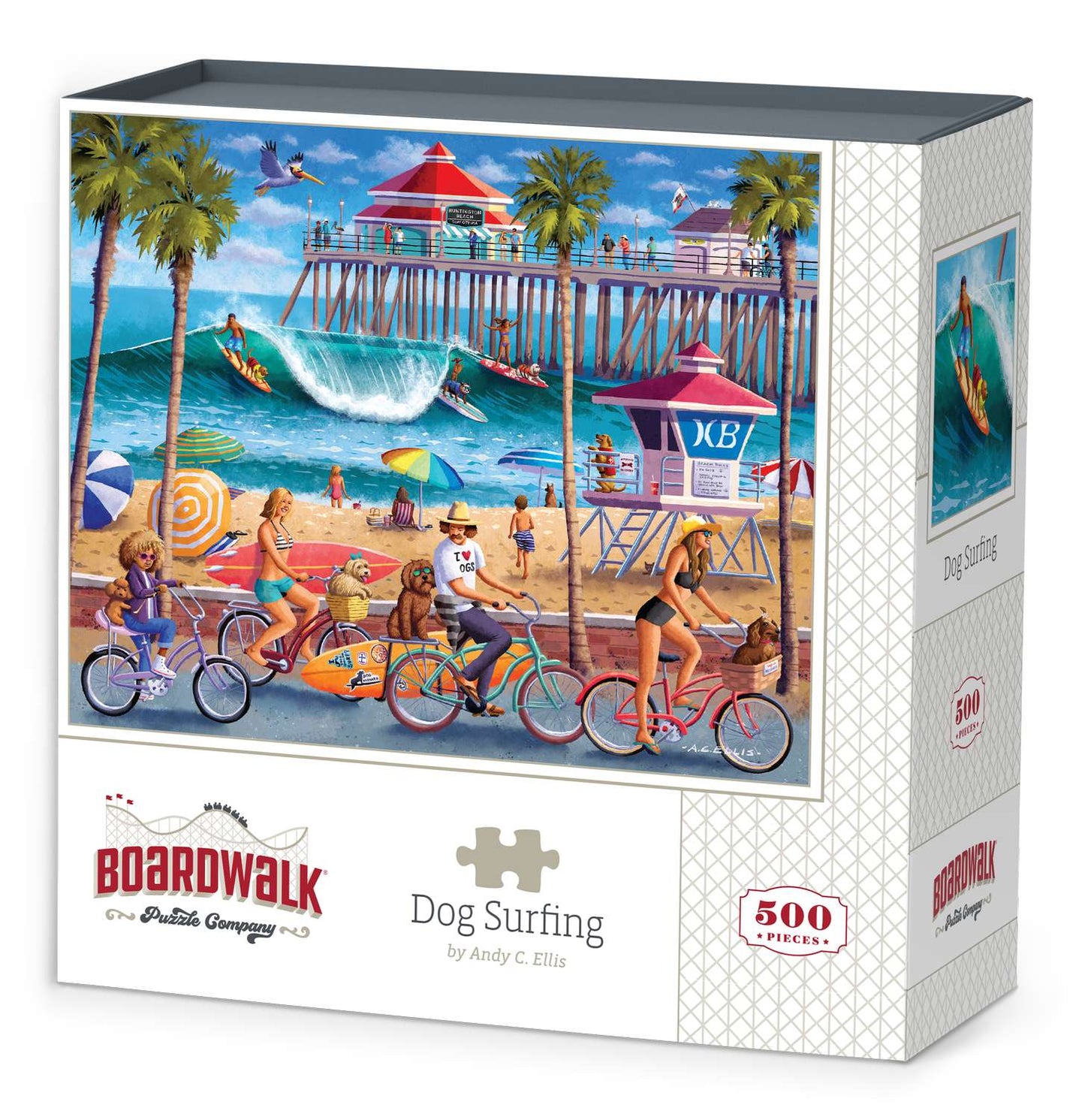 Dog Surfing 500 Piece Jigsaw Puzzle by Boardwalk Puzzle Company