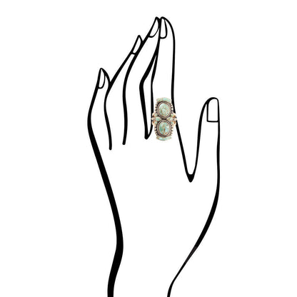 Double Blue Turquoise Golden Shield Ring Otarealm