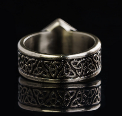 Dice Ring Silver Metal Triquetra | DND Convention Cosplay