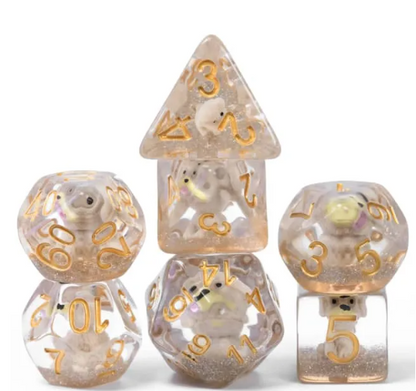 Puppy Dog 7-Dice Set w/Gold Numbers Dnd Dice Set Dog Dice