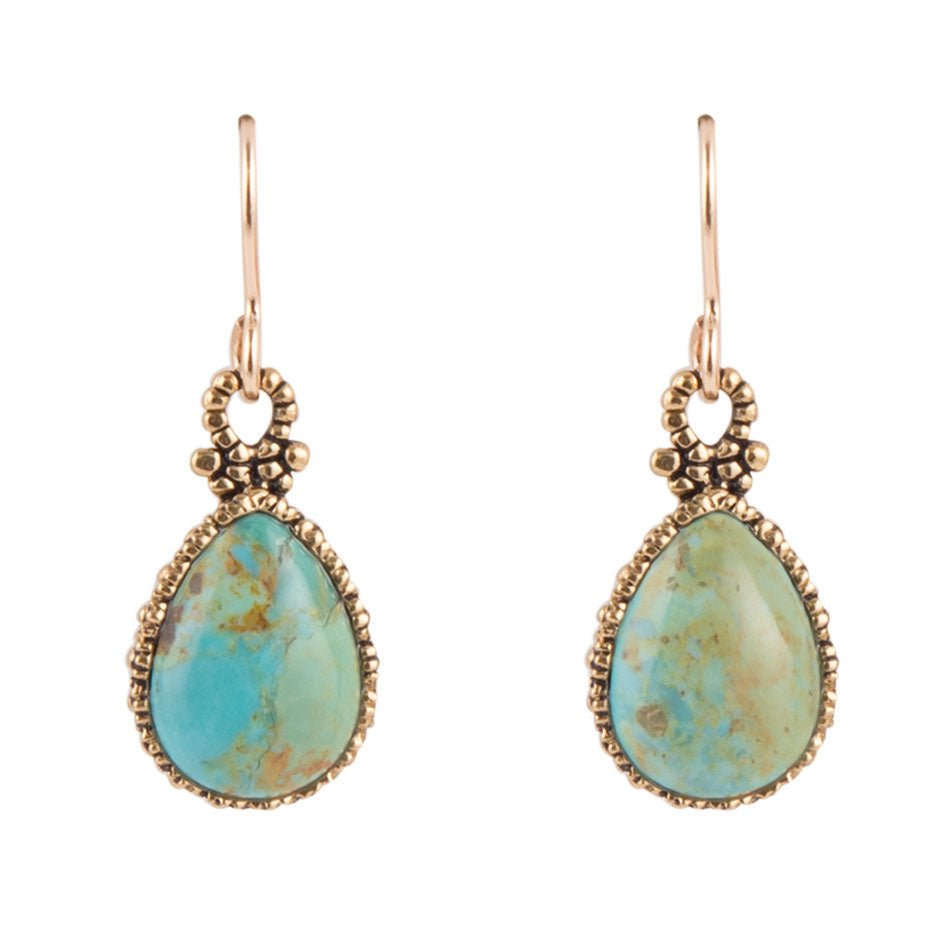 Dreamy Drop Blue Turquoise and Golden Earrings Otarealm
