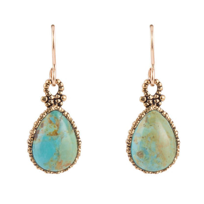 Dreamy Drop Blue Turquoise and Golden Earrings Otarealm