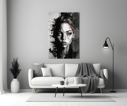 Scribbled Beauty Glass Wall Art  || Designer Collection