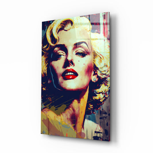 Blonde Starlet Pop Portrait Glass Wall Art