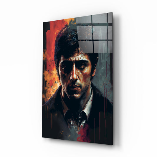 Red Splash Suited Actor Portrait Glass Wall Art