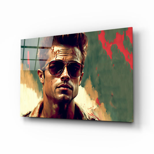 Red Leather Jacket Anarchist Glass Wall Art  || Designer Collection