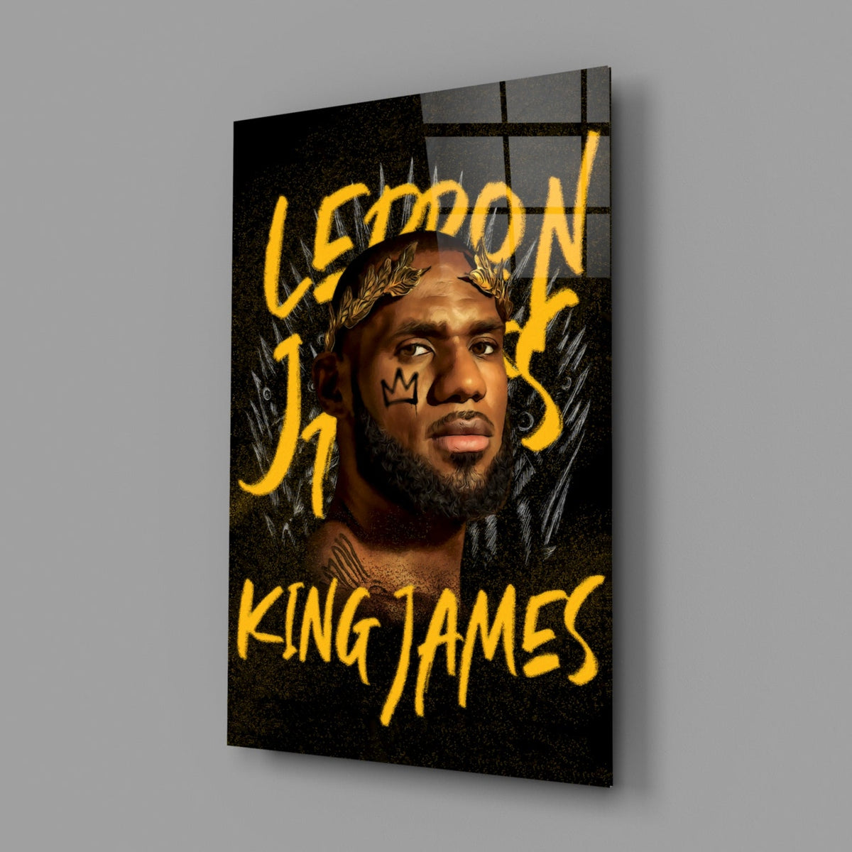 Crowned Basketball Champion Glass Wall Art || Designer Collection