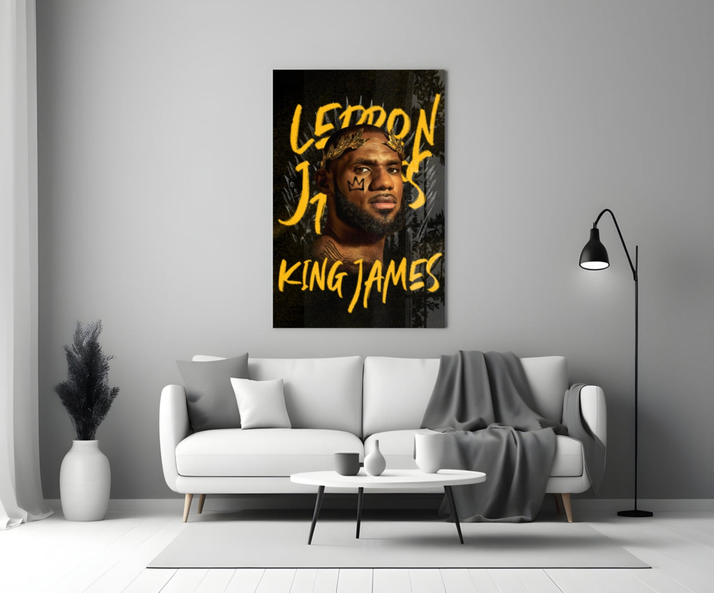 Crowned Basketball Champion Glass Wall Art || Designer Collection