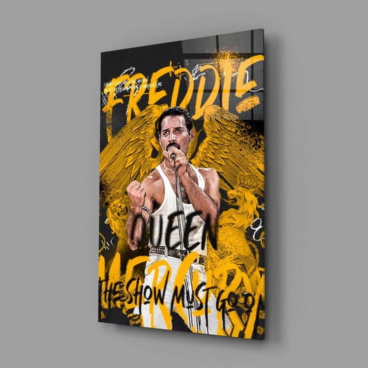 Rock Frontman in Crown Glass Wall Art || Designer Collection