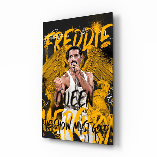 Rock Frontman in Crown Glass Wall Art || Designer Collection