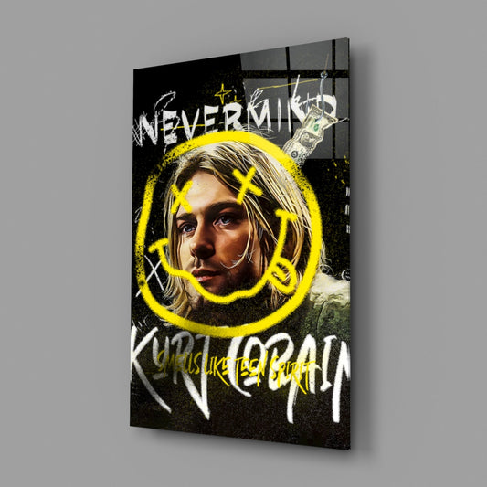 Grunge Guitarist Portrait Glass Wall Art || Designer Collection