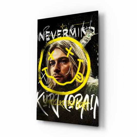 Grunge Guitarist Portrait Glass Wall Art || Designer Collection