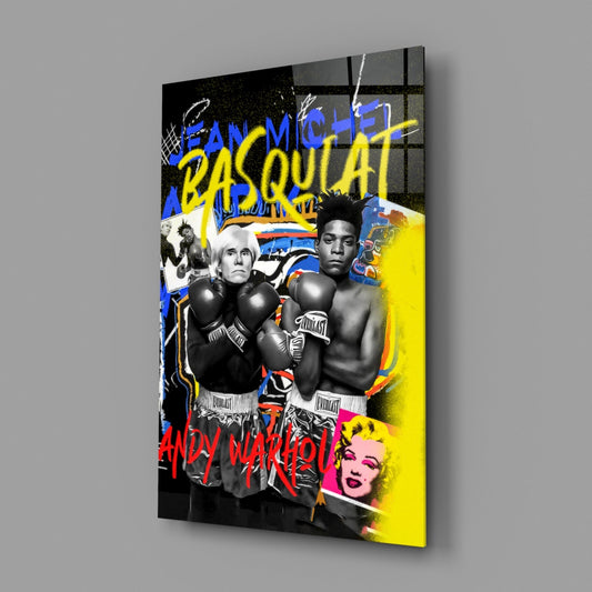 Yellow Graffiti Boxing Duo Pop Glass Wall Art