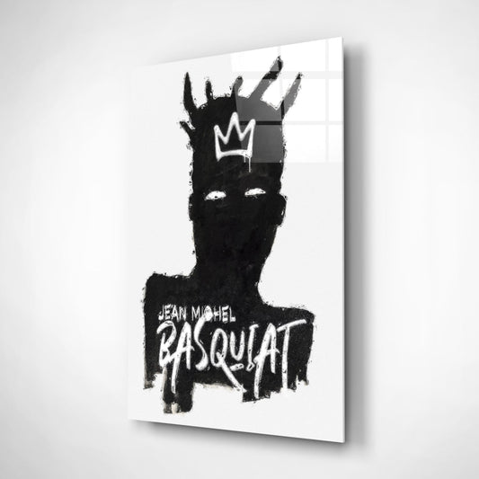 Black Silhouette Crowned King Glass Wall Art
