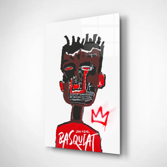 Red Portrait Crowned Youth Glass Wall Art