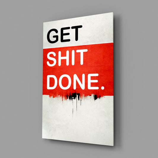 Red Block Bold Motivation Typography Glass Wall Art