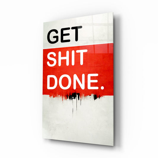Red Block Bold Motivation Typography Glass Wall Art
