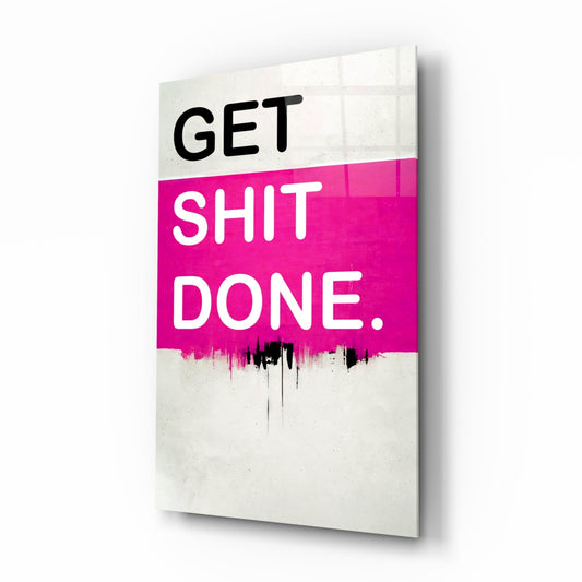Hot Pink Block Motivation Typography Glass Wall Art
