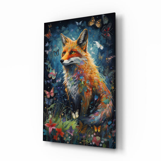Butterfly Meadow Orange Fox Glass Wall Art