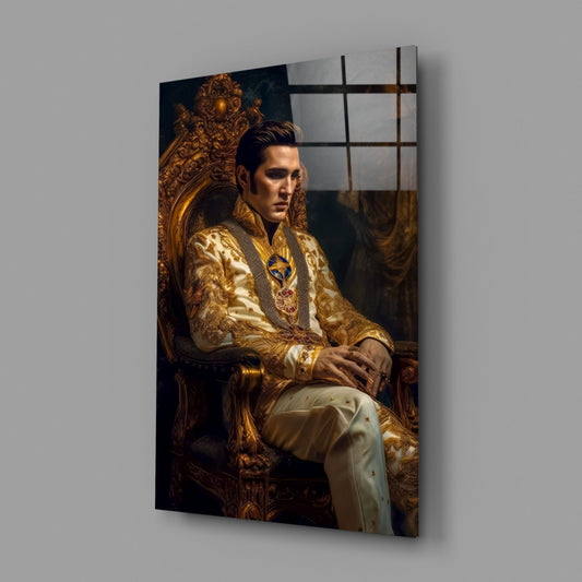 Ivory Gold Coat Prince Throne Glass Wall Art