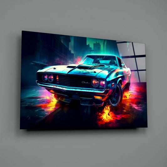 1970 American Muscle Car  Glass Wall Art || Designer Collection