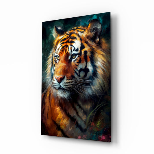 Painted Tiger Emerald Backdrop Glass Wall Art