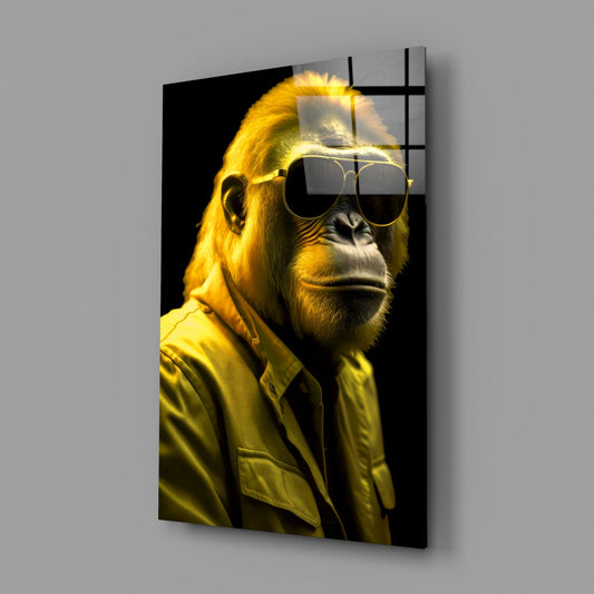 Bright Yellow Suited Gorilla Glass Wall Art