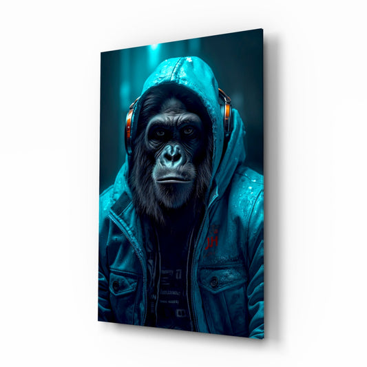 Music and the Ape  Glass Wall Art || Designer Collection
