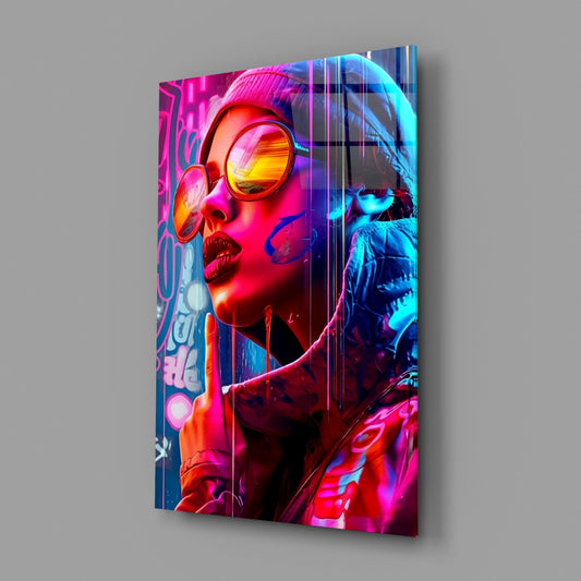 Beanie And Orange Shades Glass Wall Art