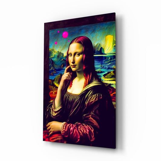 Vivid Pop Landscape Mona Lisa Glass Wall Art