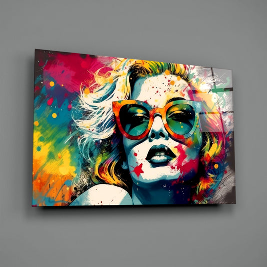 Orange Cat Eye Frames Bright Splash Glass Wall Art
