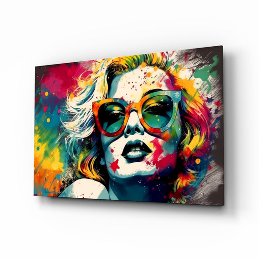 Orange Cat Eye Frames Bright Splash Glass Wall Art