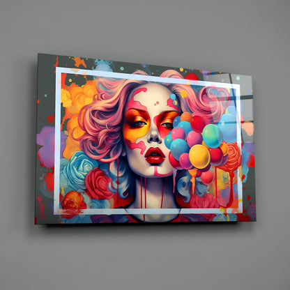 Balloons and the Kiss Glass Wall Art || Designer Collection