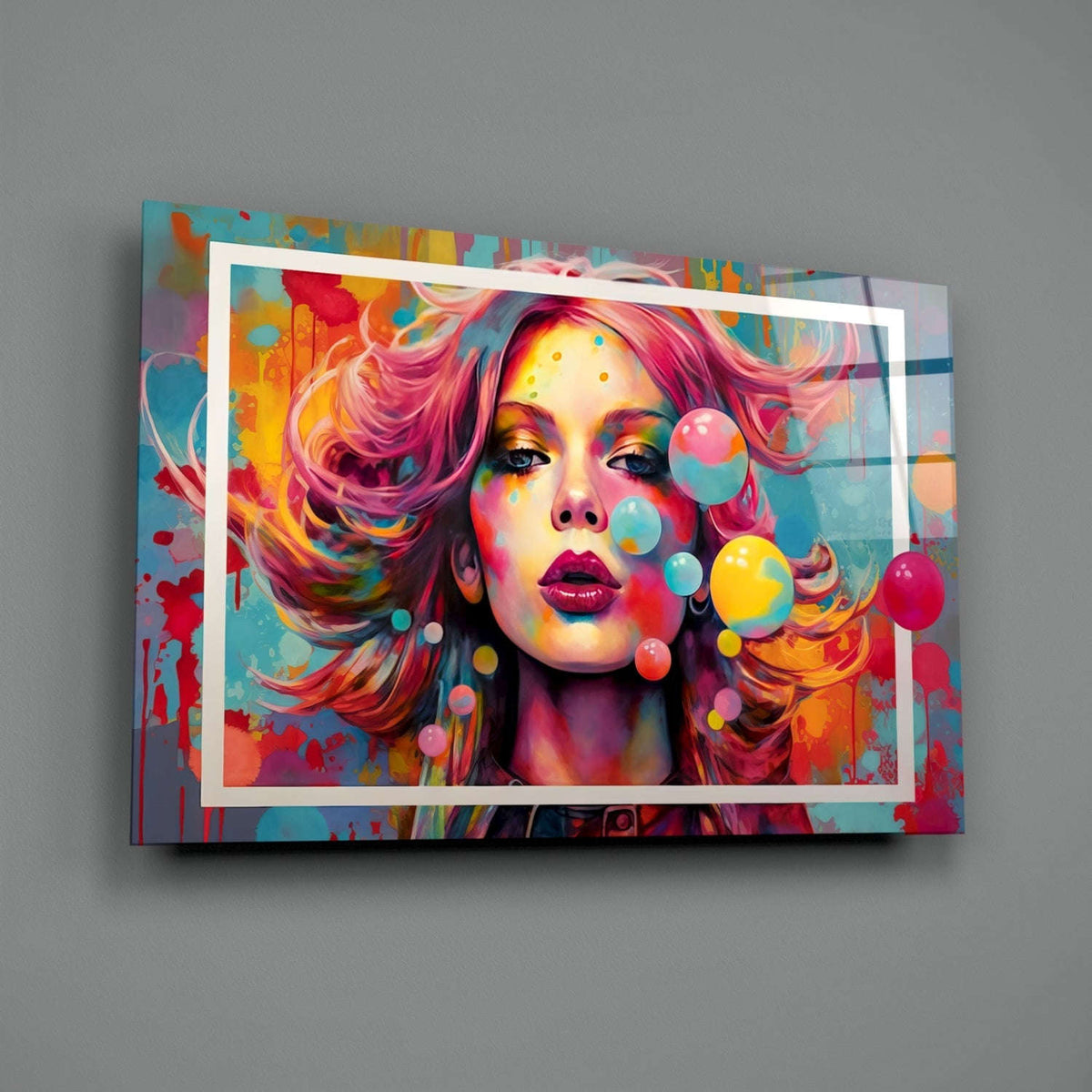 Bubbles and Kisses Glass Wall Art || Designer Collection Otarealm