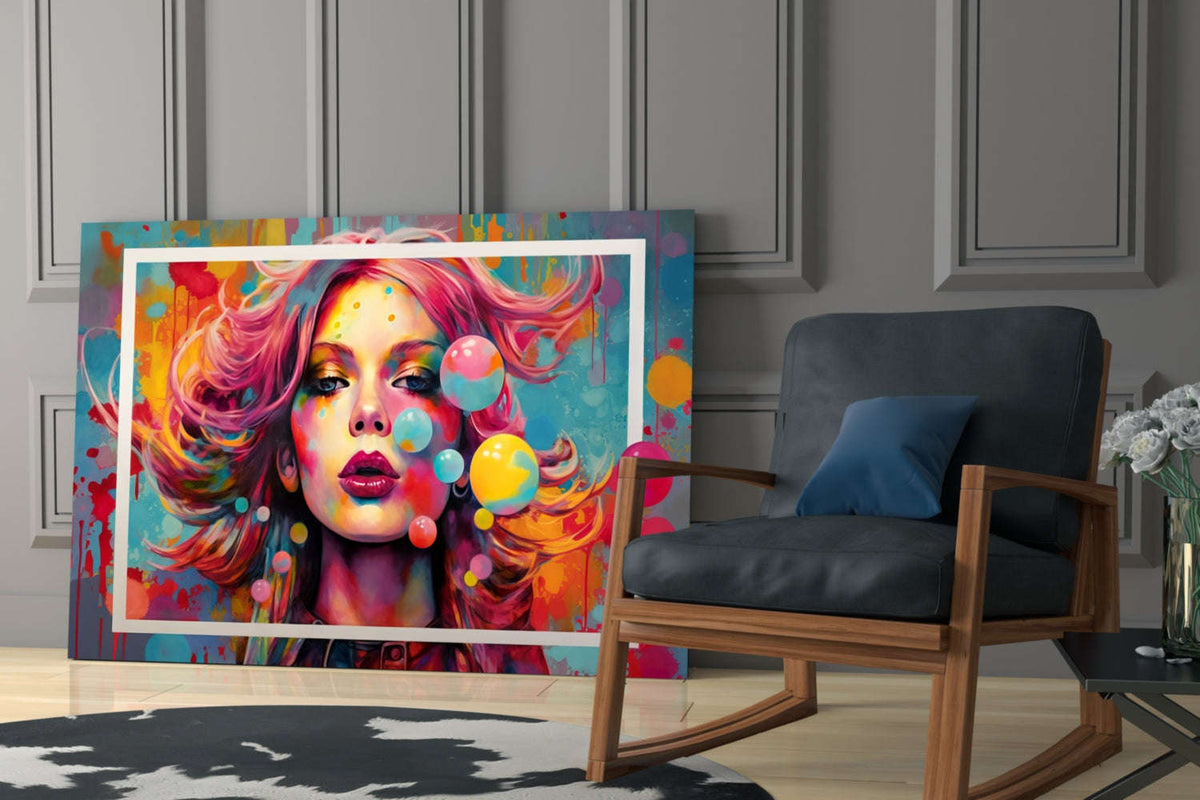 Bubbles and Kisses Glass Wall Art || Designer Collection Otarealm