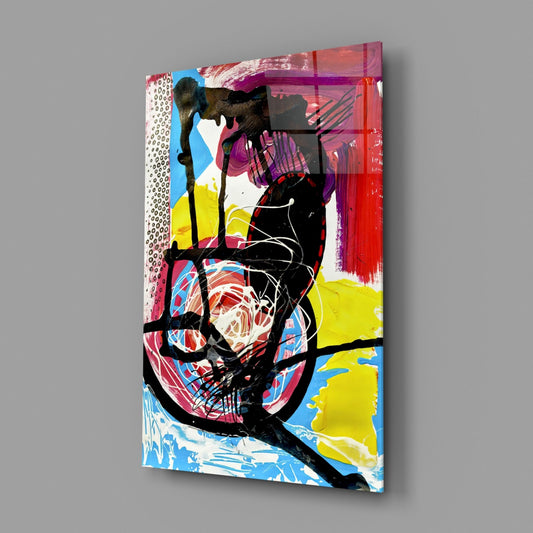 Black Scribble Magenta Swipe Abstract Lines Glass Wall Art
