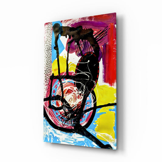 Black Scribble Magenta Swipe Abstract Lines Glass Wall Art