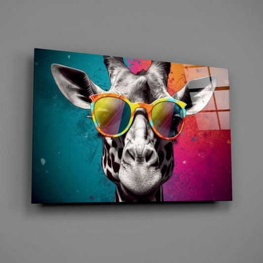 Color Block Giraffe Mirror Shades Glass Wall Art