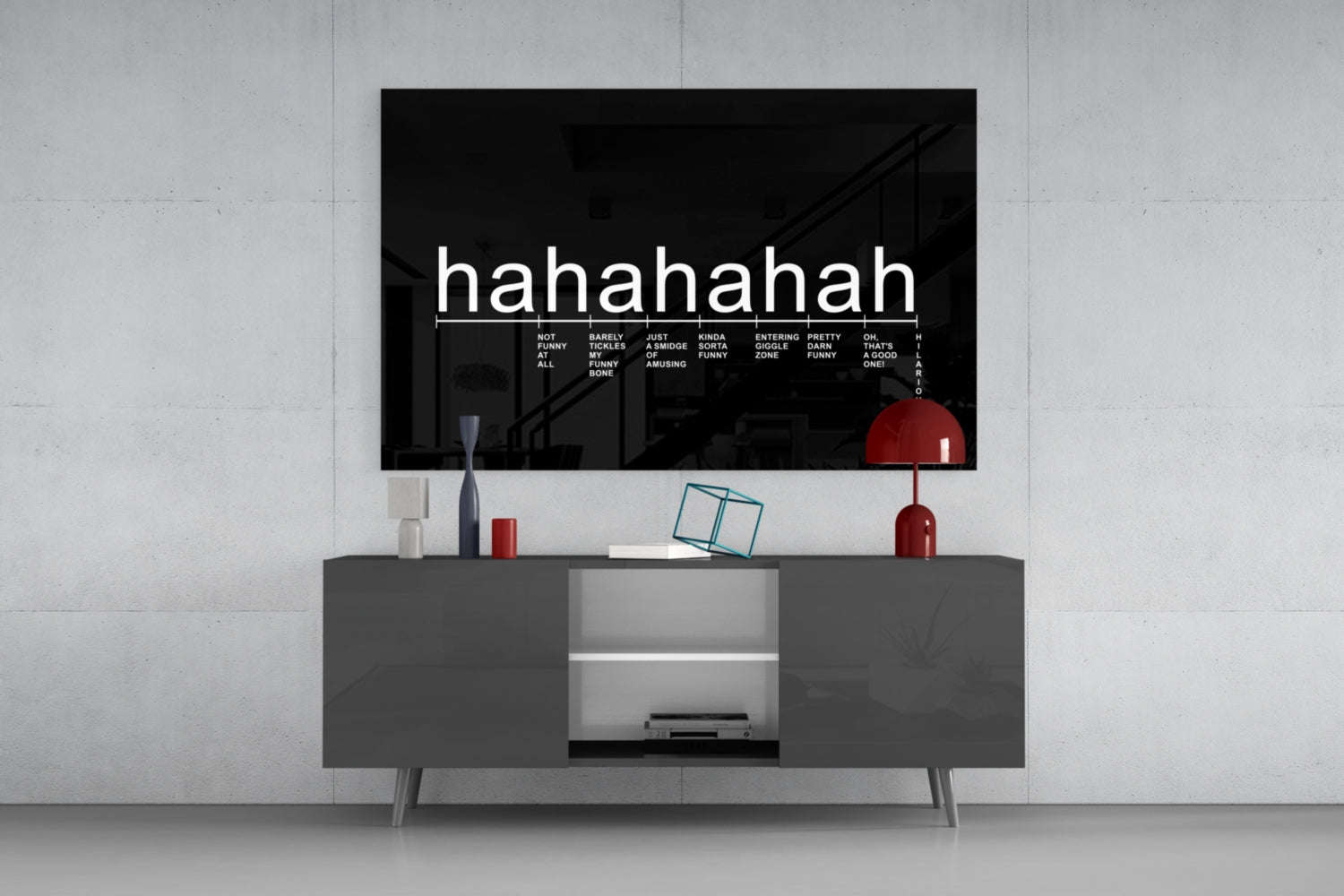 Black Background Laughter Scale Glass Wall Art Otarealm