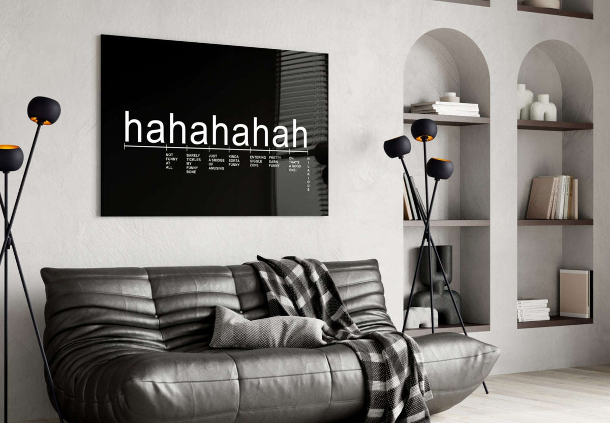 Black Background Laughter Scale Glass Wall Art Otarealm