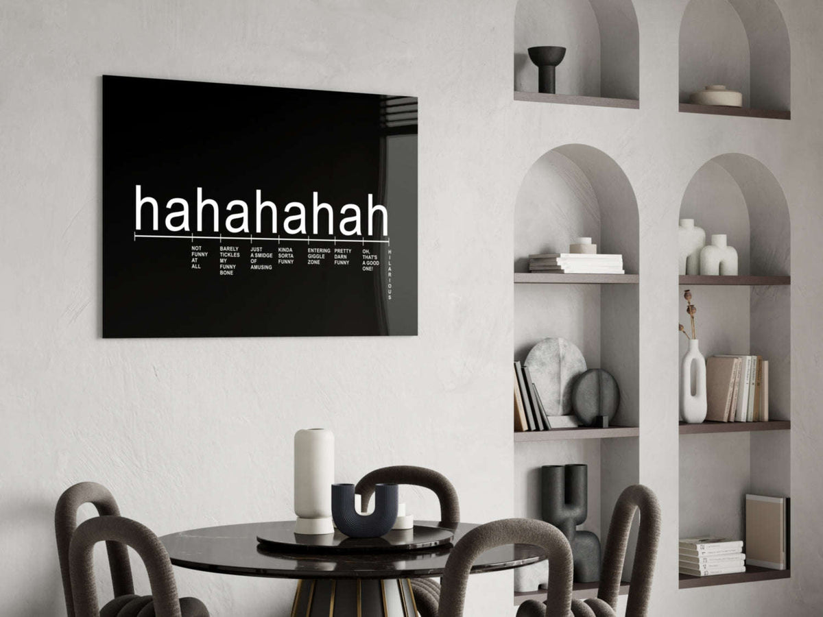 Black Background Laughter Scale Glass Wall Art Otarealm