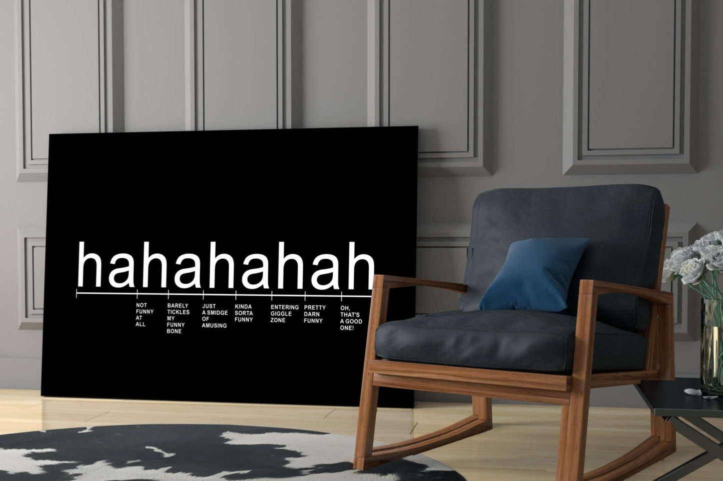 Black Background Laughter Scale Glass Wall Art Otarealm