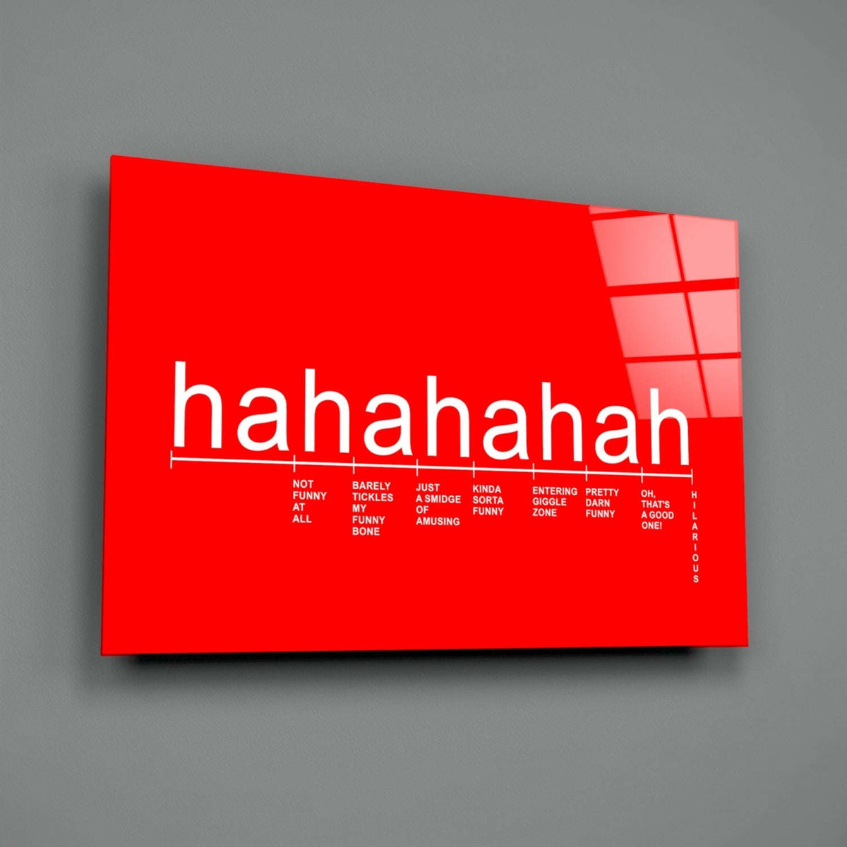 Bright Red Laughter Meter Glass Wall Art Otarealm